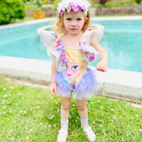 New York Couture Toddler Disney ELSA One of a Kind Tutu Ruffle Dress Romper - Picture 5 of 6